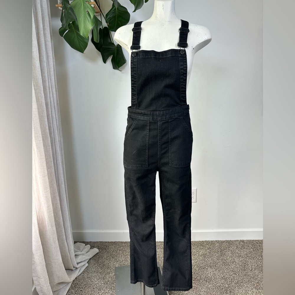 Madewell Black straight cropped Overalls